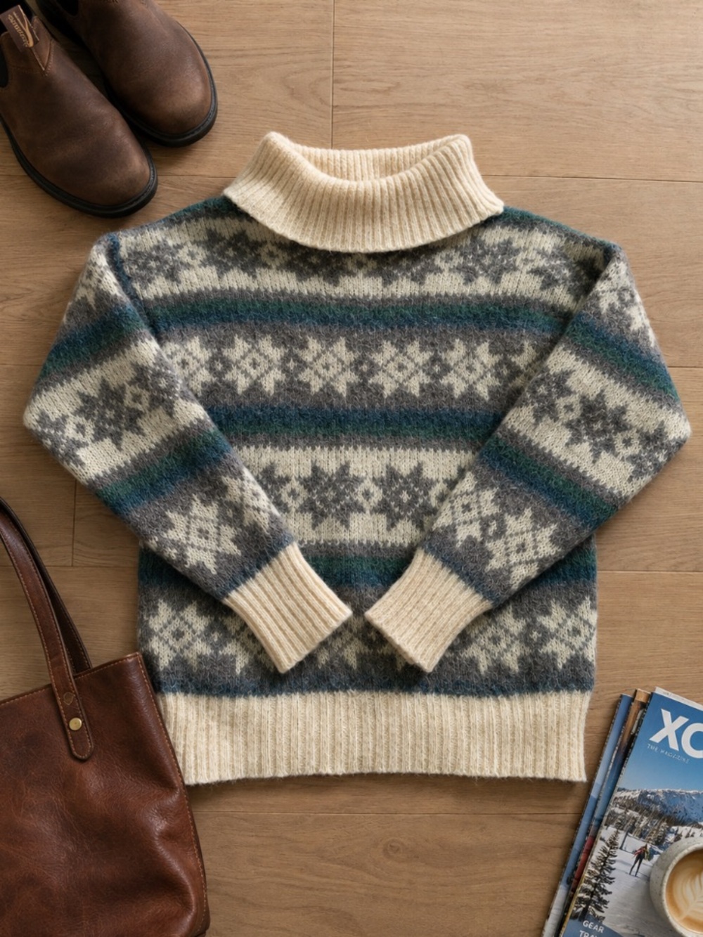 Vintage 70s Hilda Ltd. Icelandic Women’s Shetland Wool Nordic Cowl Neck Sweater